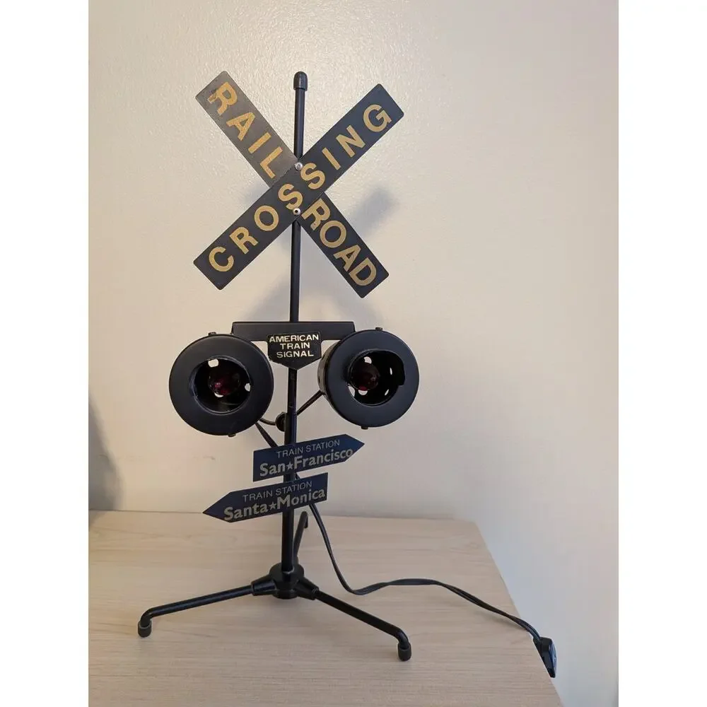 Vintage Train Railroad Crossing Signal Toy Flashing Red Lights Only
